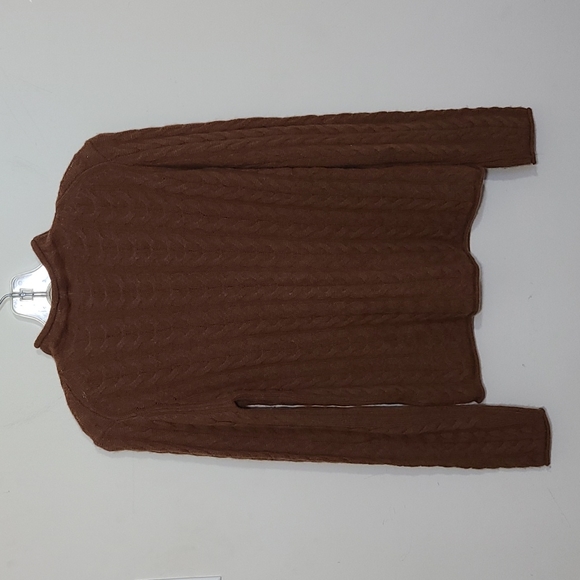 Theory Cashemere Cable Knit Mock Neck Long Sleeve Sweater Brown Size S - Picture 4 of 8
